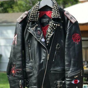 Straight To Hell Defector Jacket Custom Studded Punk Rock Metal Biker Size 40